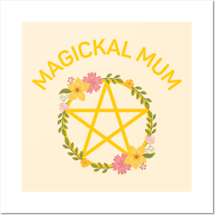 Magickal Mum Midsummer Floral Pentacle Cheeky Witch® Posters and Art